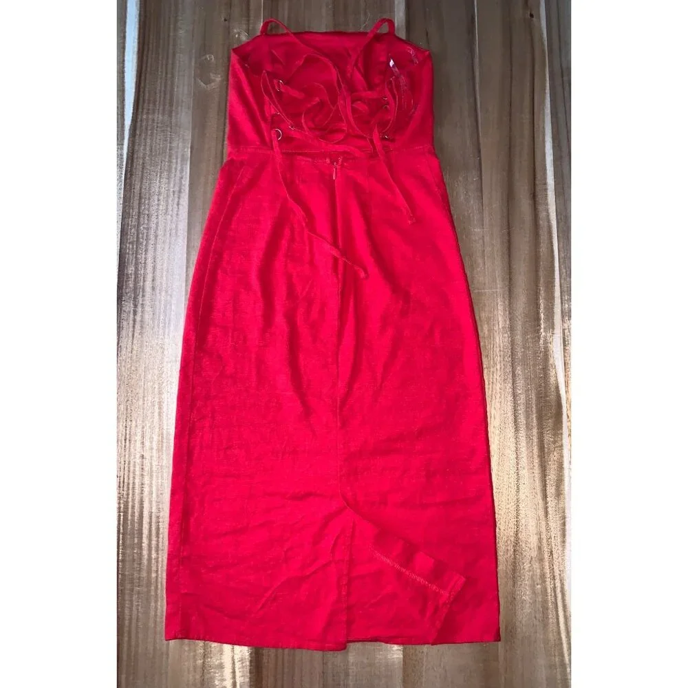 Wild Fable Juniors Teens Red Square Neck Midi Dress Adjustable Strap Size 2 - Picture 12 of 12